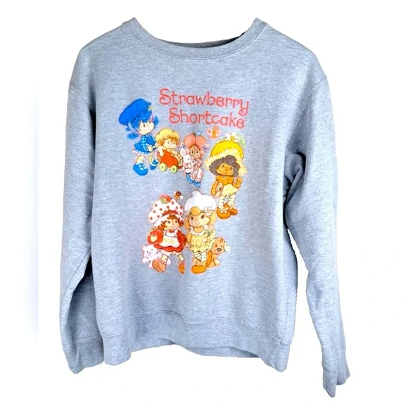 VTG Strawberry Shortcake Woman's Gray Crew Neck Sweatshirt  Size Medium Retro - Picture 1 of 9